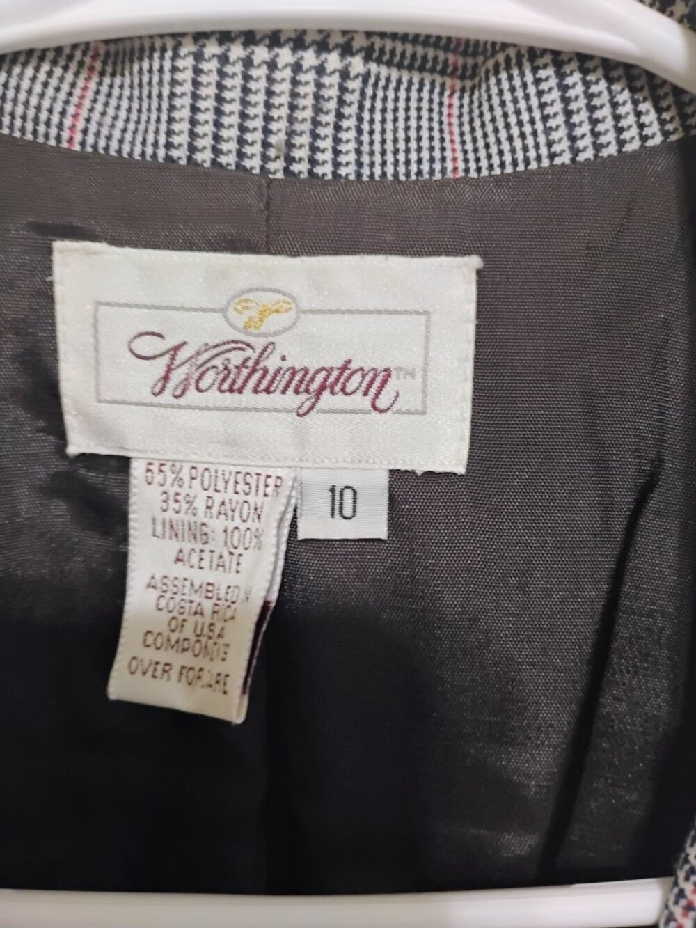 Worthington Size 10 Gray Plaid Skirt Suit Set Blazer Jacket - Picture 3 of 9